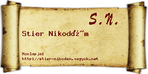 Stier Nikodém névjegykártya